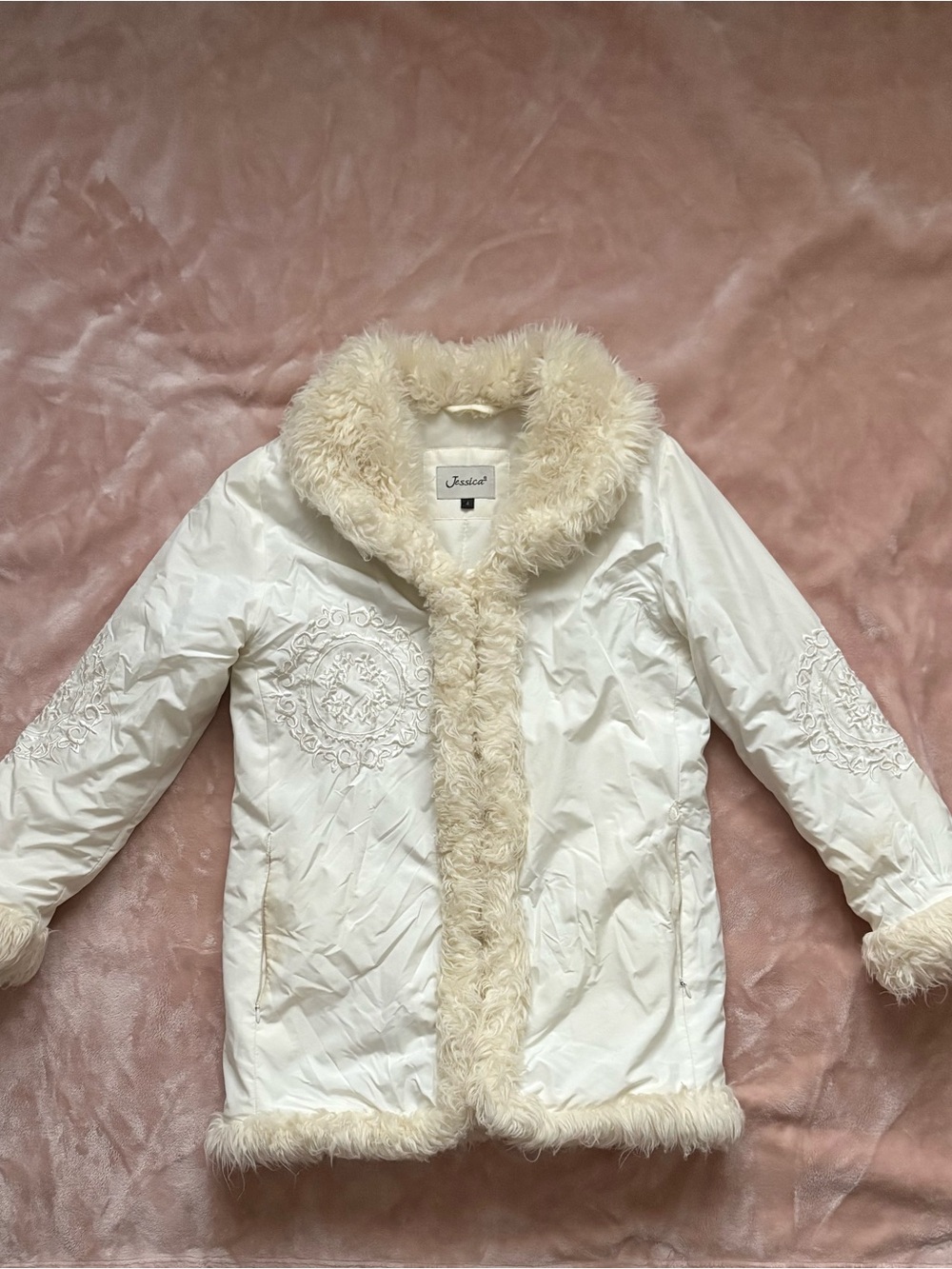 Jessica Cream Faux-Fur Trim Afghan / Penny Lane Coat